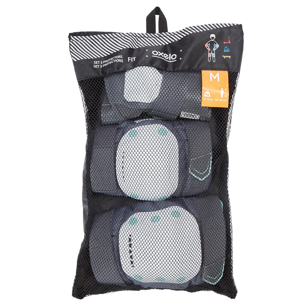 Set 3x2 protections roller adulte FIT500 NOIR