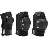 Adult 2 x 3-Piece Inline Skate Protection Set FIT500 - Black/Grey