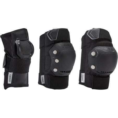 Комплект захисту Fit500 для катання на роликах для дорослих, 3 шт - Чорний/Сірий