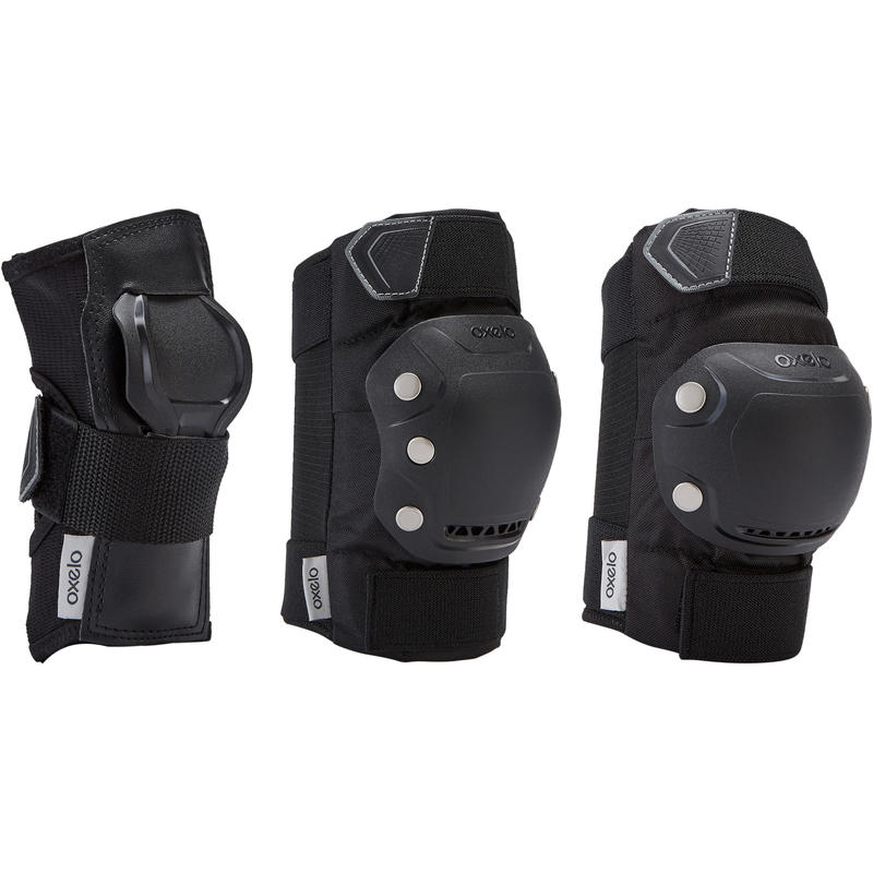 成人直排輪護具3件組Fit500 - 黑色／灰色