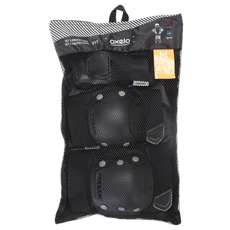 成人直排輪護具3件組Fit500 - 黑色／灰色