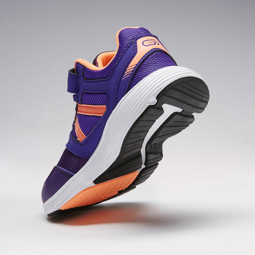 Laufschuhe Leichtathletik Run Support Klettverschluss Kinder blau/neonkoralle