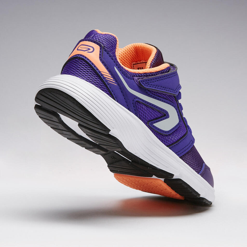 Laufschuhe Leichtathletik Run Support Klettverschluss Kinder blau/neonkoralle