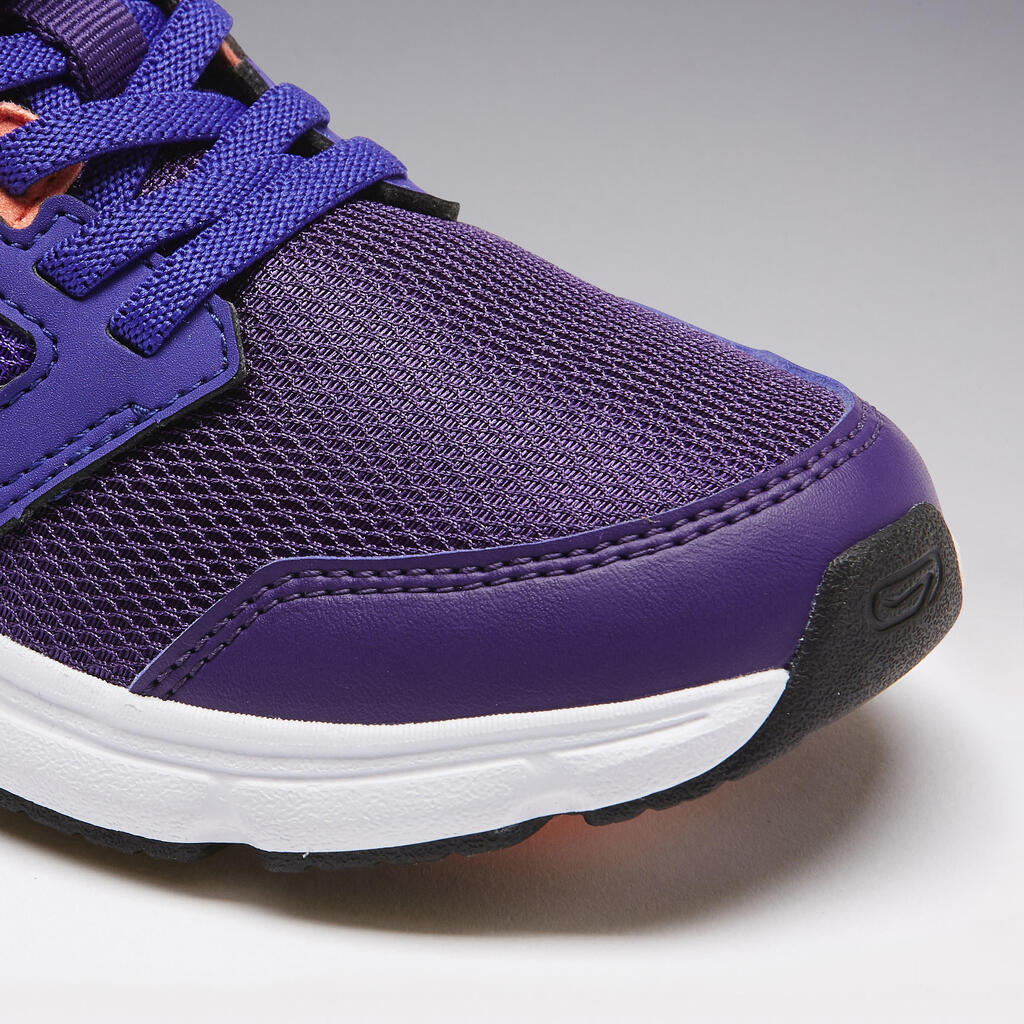Laufschuhe Leichtathletik Run Support Klettverschluss Kinder blau/neonkoralle