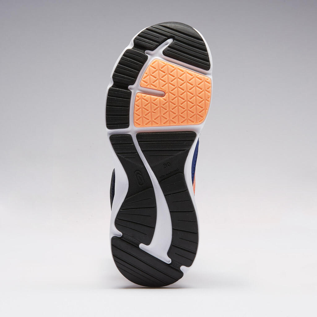 Laufschuhe Leichtathletik Run Support Klettverschluss Kinder blau/neonkoralle