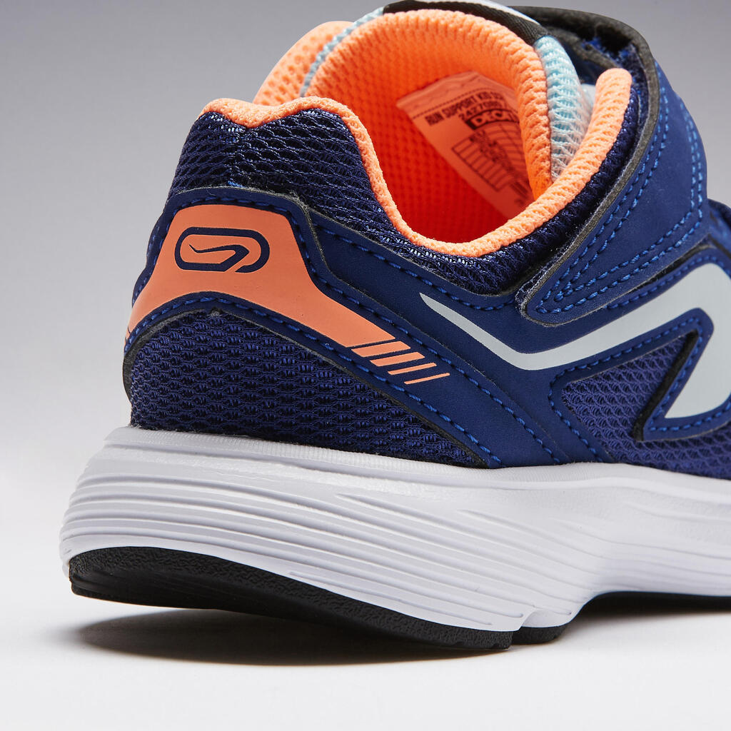 Laufschuhe Leichtathletik Run Support Klettverschluss Kinder blau/neonkoralle