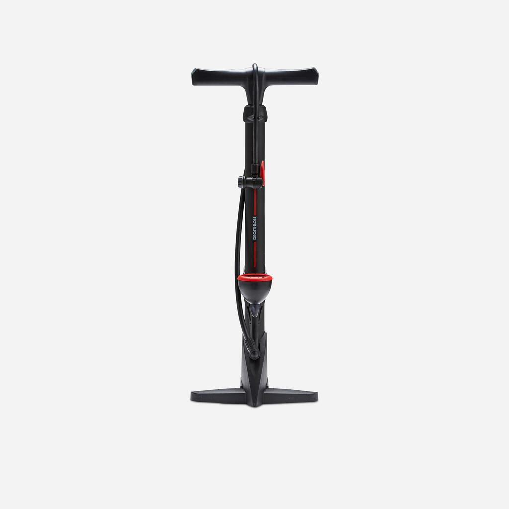 Bomba de pie para bicicleta Btwin 500 negra