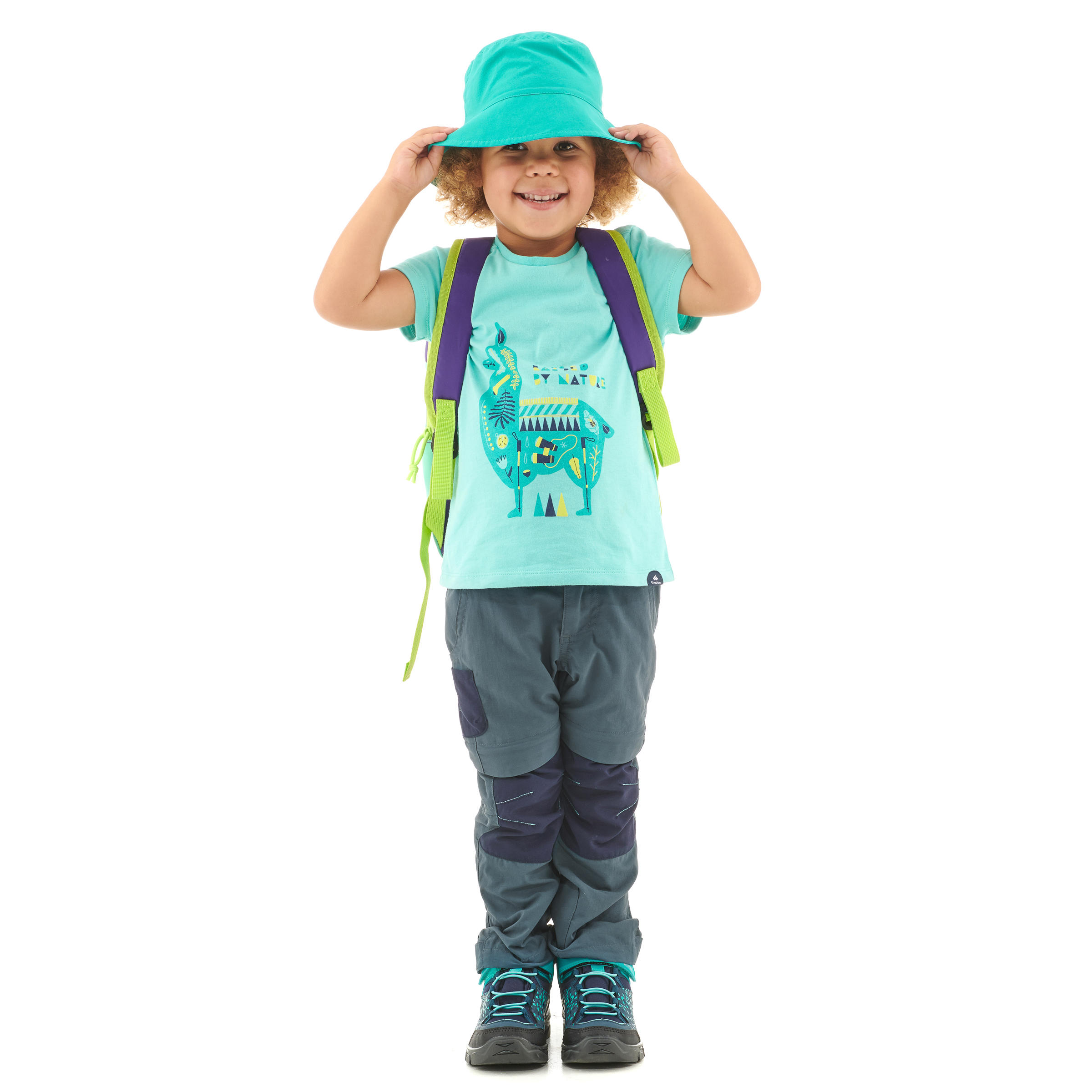 Kids’ Convertible Hiking Pants - MH 500 Grey/Blue - QUECHUA