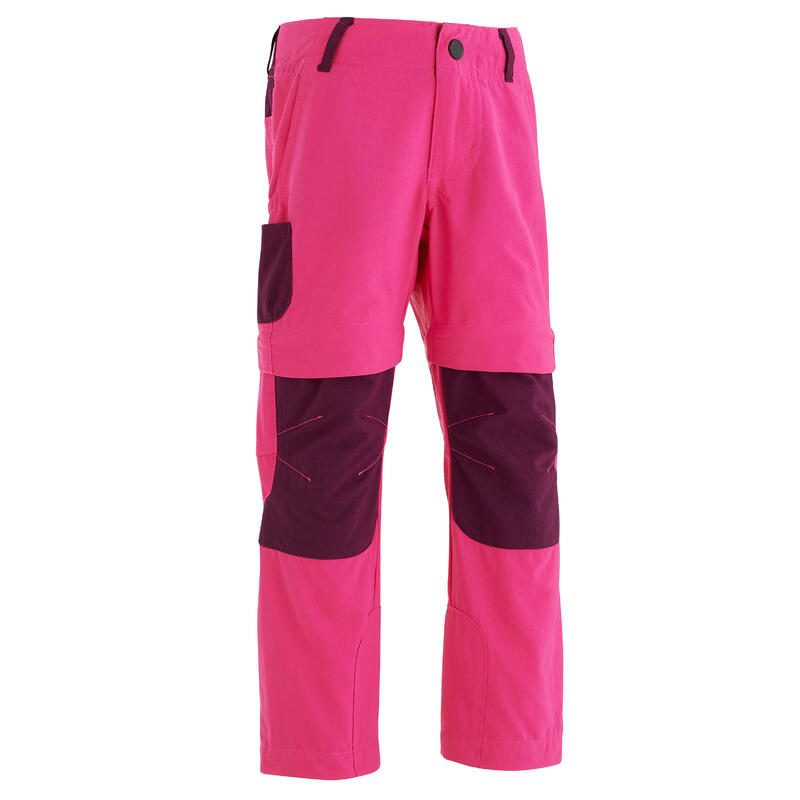 Pantalon de randonnée modulable enfant MH550 KID rose