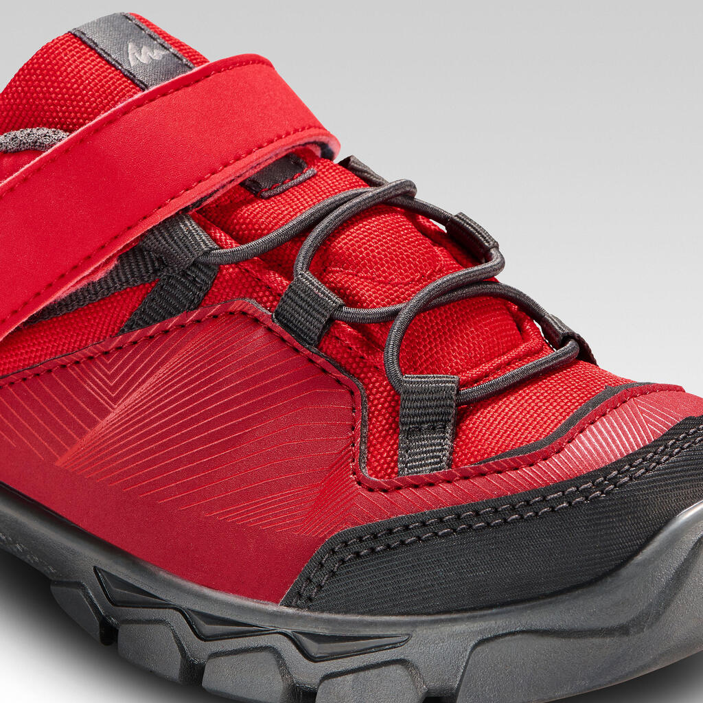 Kids' Velcro Hiking Shoes MH120 LOW 28 to 34 - Red