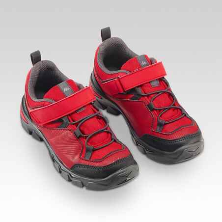 Kids' Velcro Hiking Shoes MH120 LOW 28 to 34 - Red