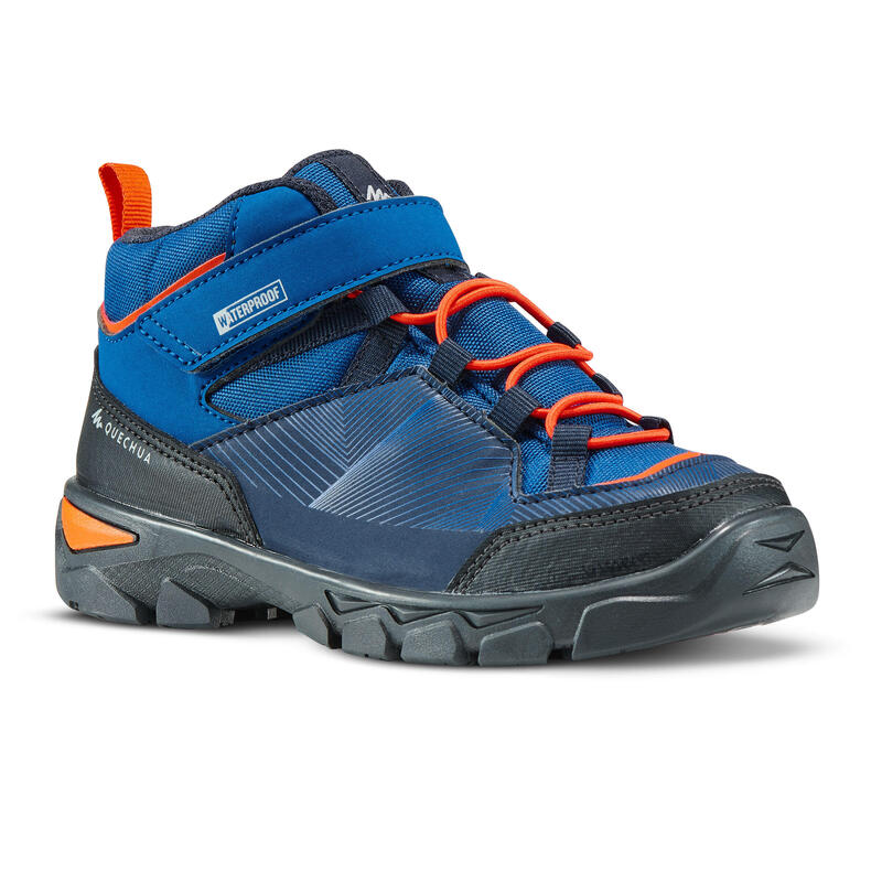 Chaussures imperméables de randonnée -MH120 MID bleues- enfant 28 AU 34  scratch - Decathlon