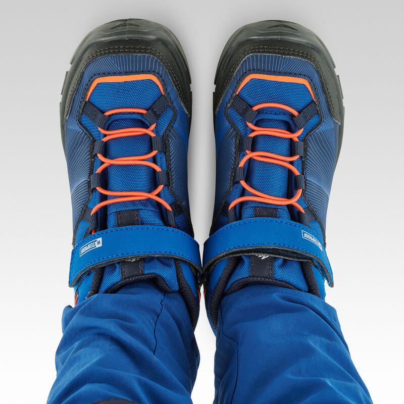 Botas de caminhada impermeáveis MH120 MID banda autoaderente criança 28-34 azul