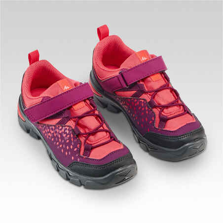 Kids' Velcro Hiking Shoes MH120 LOW 28 to 34 - Purple