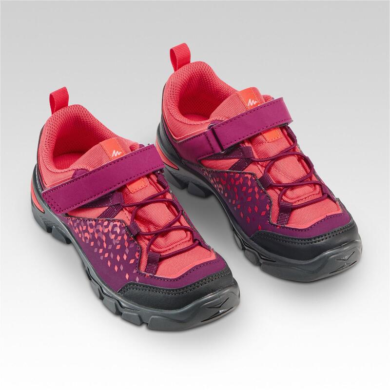 Lage wandelschoenen met klittenband voor meisjes MH120 maat 28 tot 34 paars
