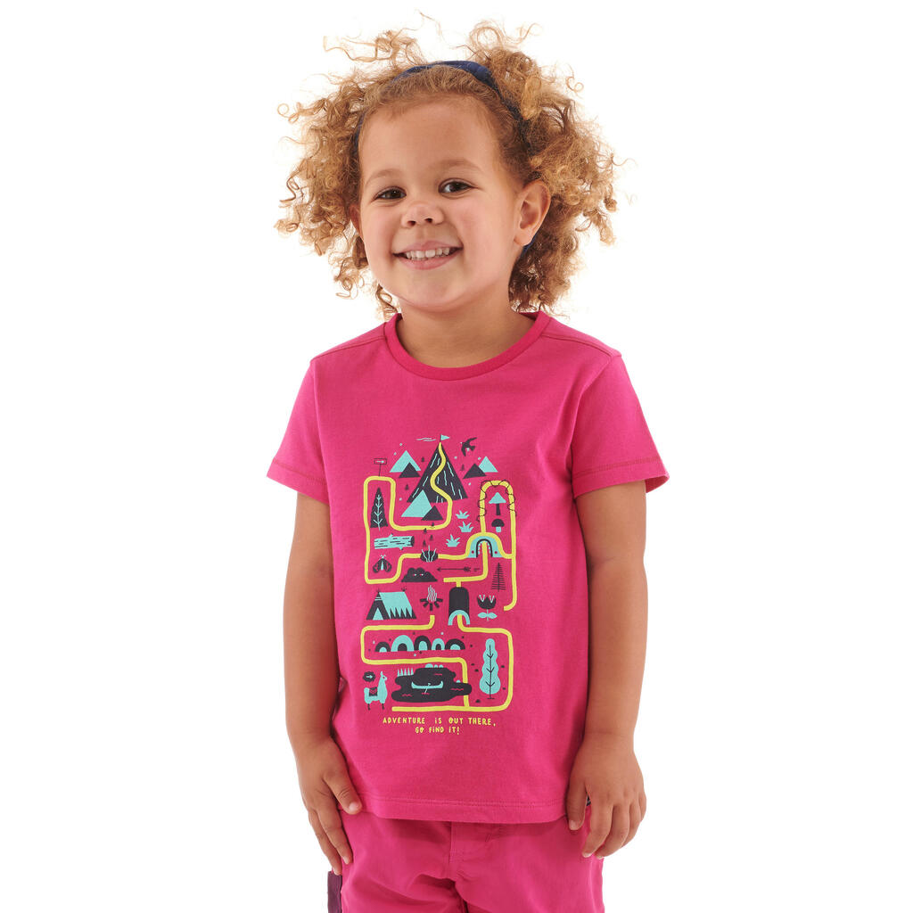 T-shirt de randonnée - MH100 KID rose pâle phosphorescent - enfant 2-6 ANS
