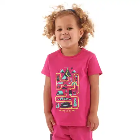 MH100 T-shirt Hiking Anak - Pink