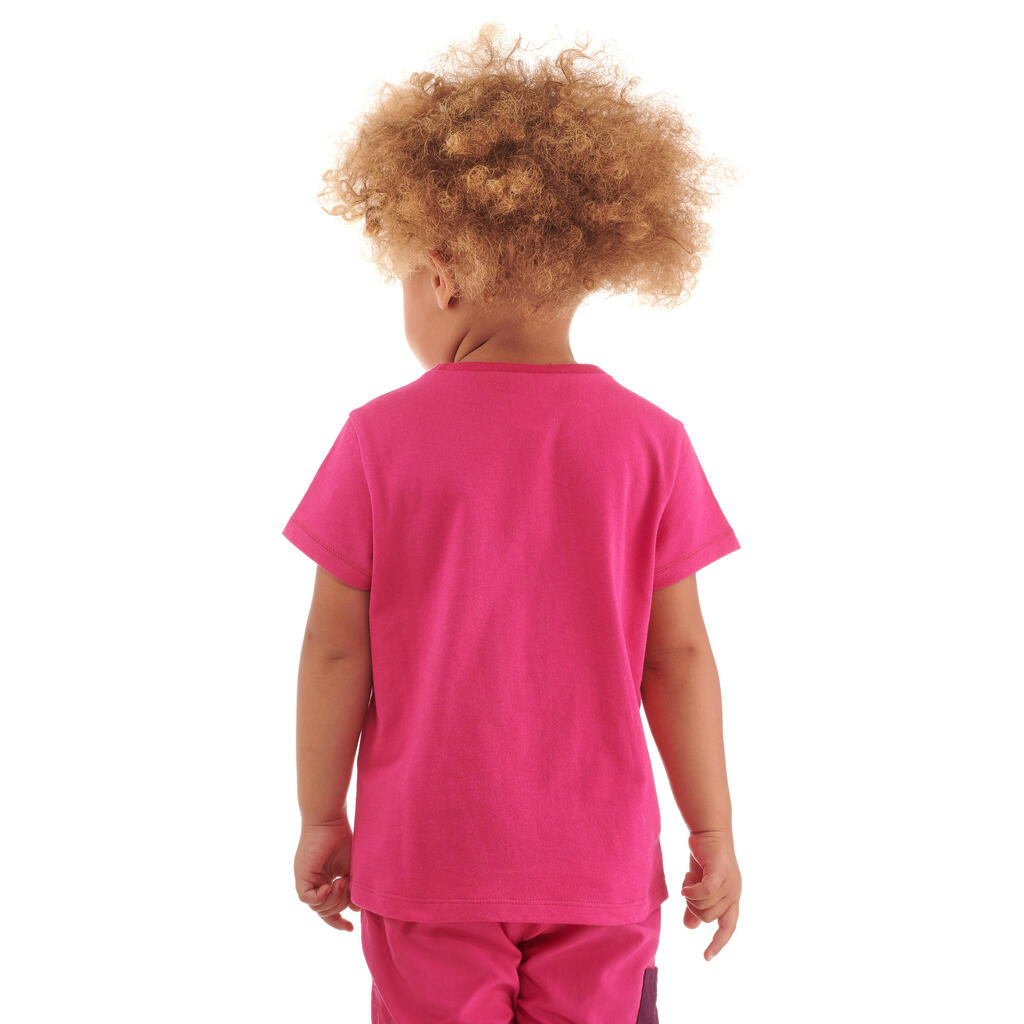 T-shirt de randonnée - MH100 KID rose pâle phosphorescent - enfant 2-6 ANS