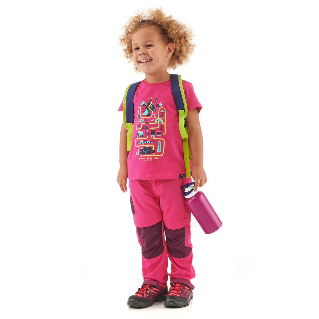 T-shirt de randonnée - MH100 KID rose pâle phosphorescent - enfant 2-6 ANS