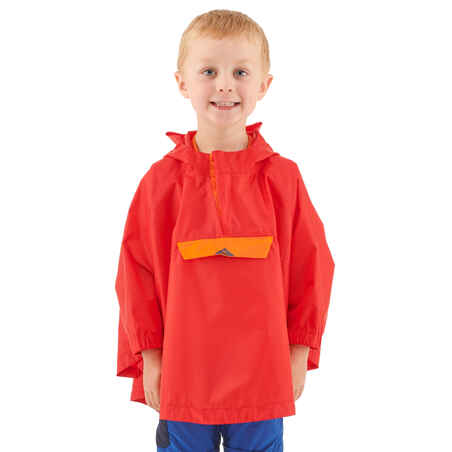 Kids’ Waterproof Hiking Poncho - MH100 Aged 2-6 - Red