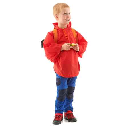 Kids’ Waterproof Hiking Poncho - MH100 Aged 2-6 - Red