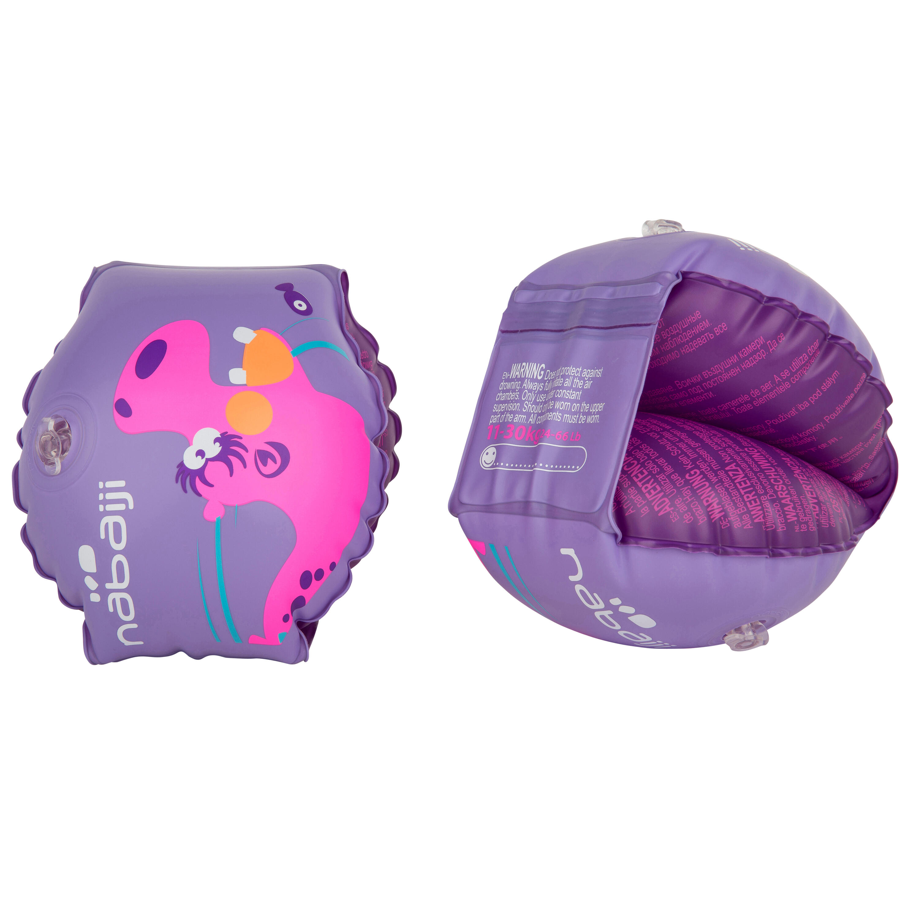 NABAIJI Armbands with Two Inflation Chambers - "Hippo" Print Purple 11-30 kg