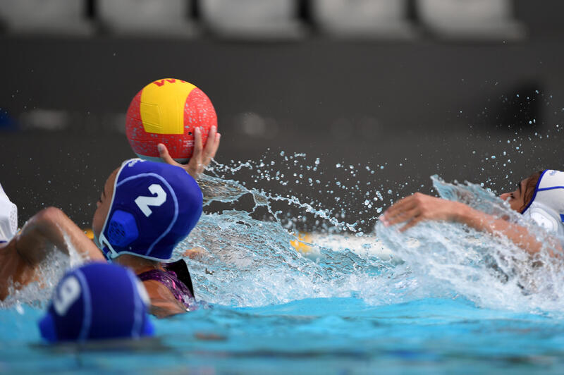 Wasserball-Kappe Kinder Easyplay Klettverschluss blau