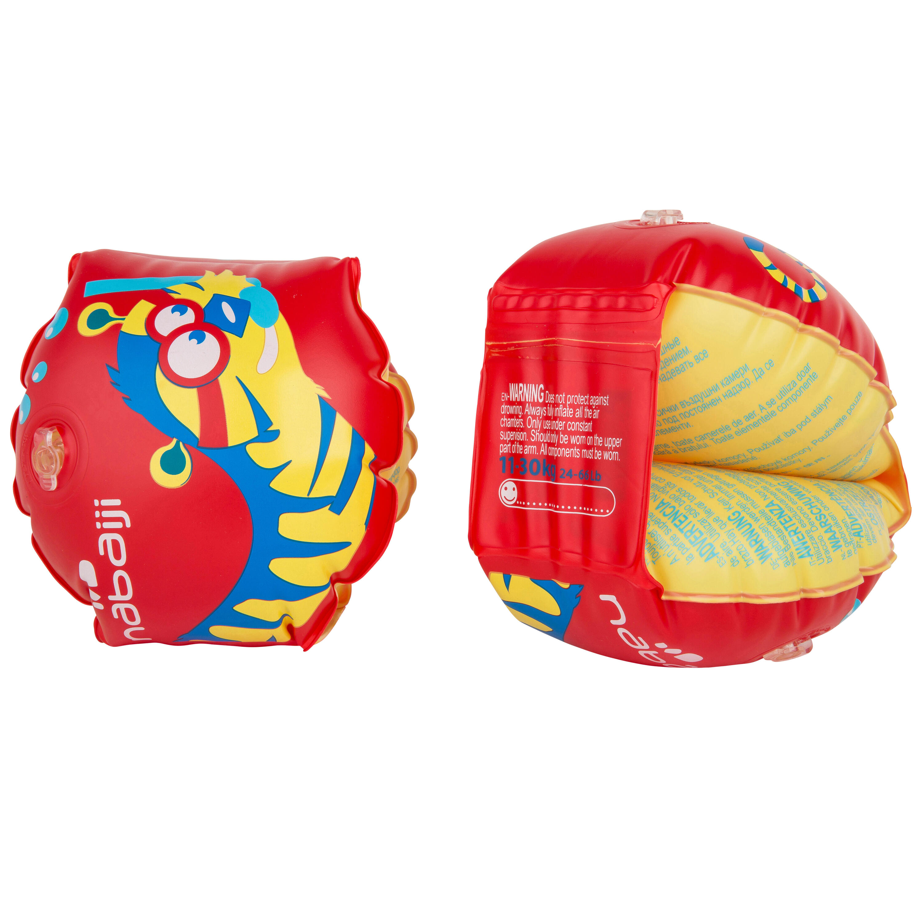 NABAIJI Armbands with Two Inflation Chambers 11-30 kg - "Tiger" Print Red