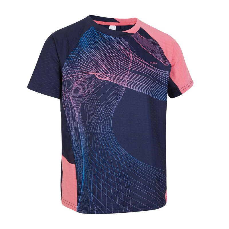 KIDS BADMINTON APPAREL Badminton - T shirt 560 JR NAVY PINK PERFLY - Badminton Clothing