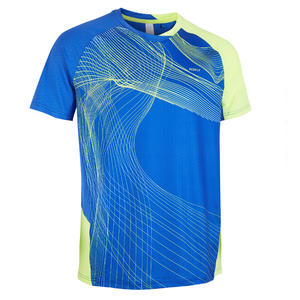Camiseta de bádminton manga corta perfly 560 hombre azul y amarillo