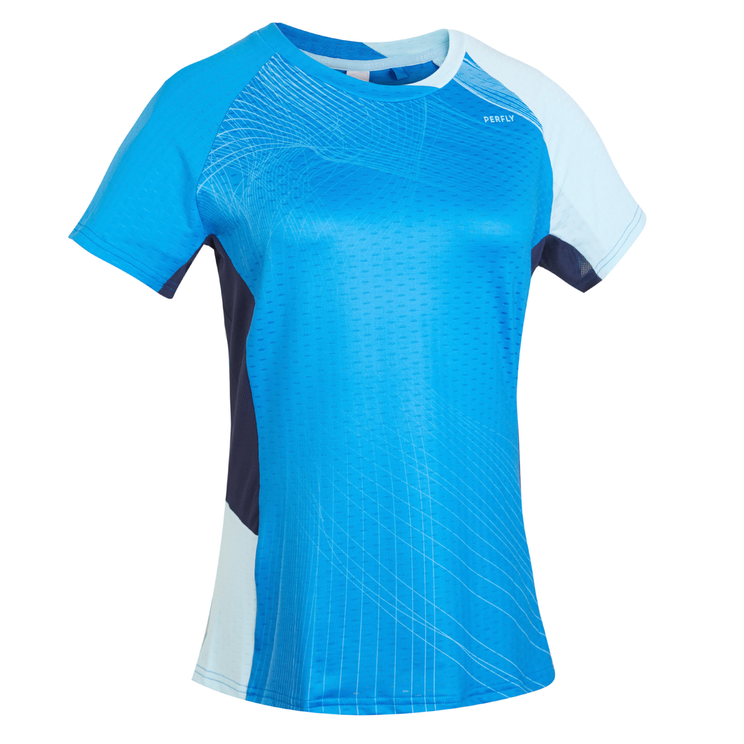 Perfly - T-shirt De Badminton Femme 560 - Bleu - T-shirt Manches Courtes - Badminton Squash - Bleu - 34 2xs - Decathlon
