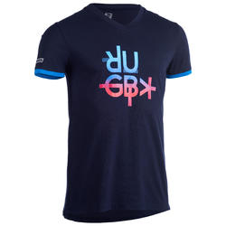 T shirt rugby homme R100 bleu