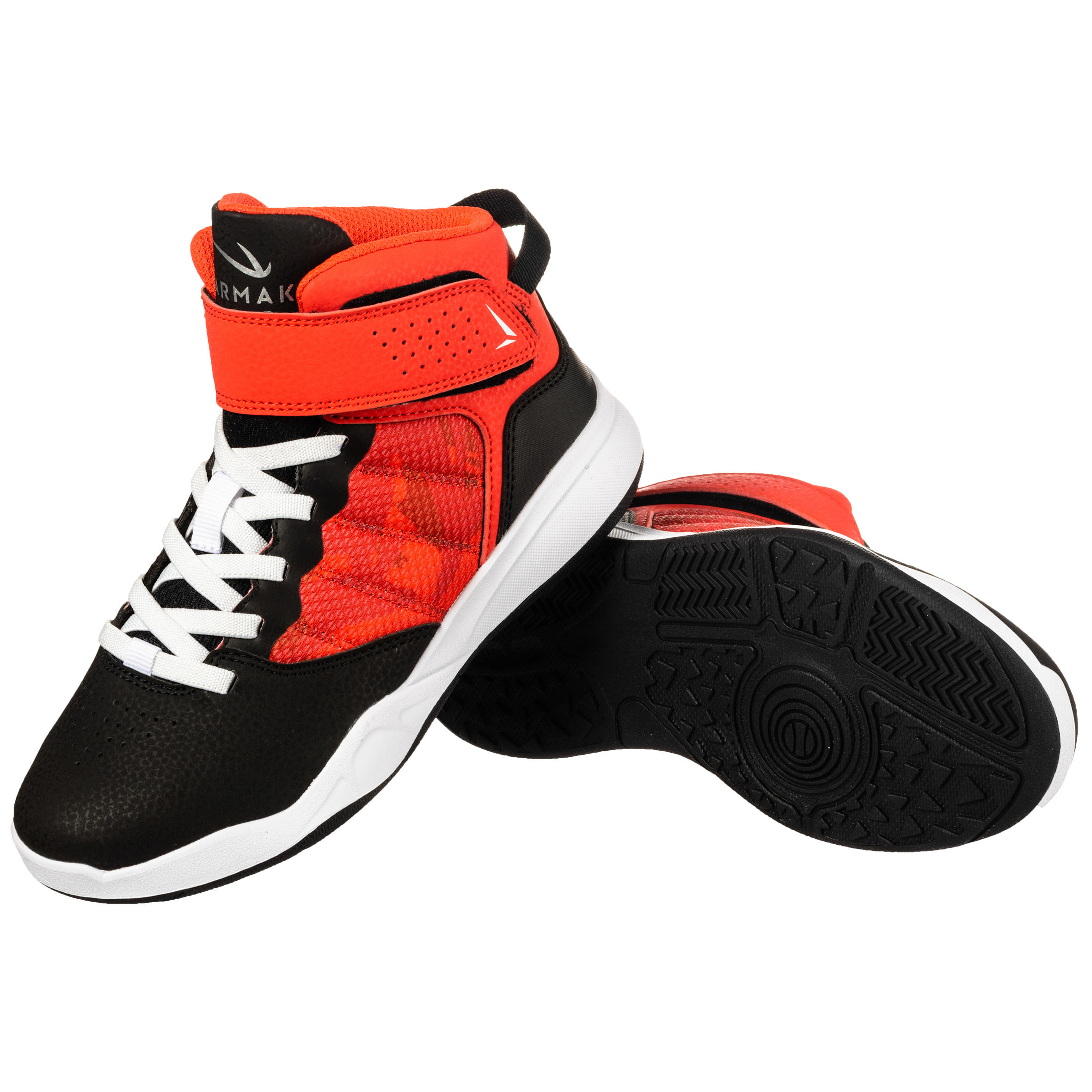 Chaussures de basketball enfant SE 100 noir rouge Rouge fluo