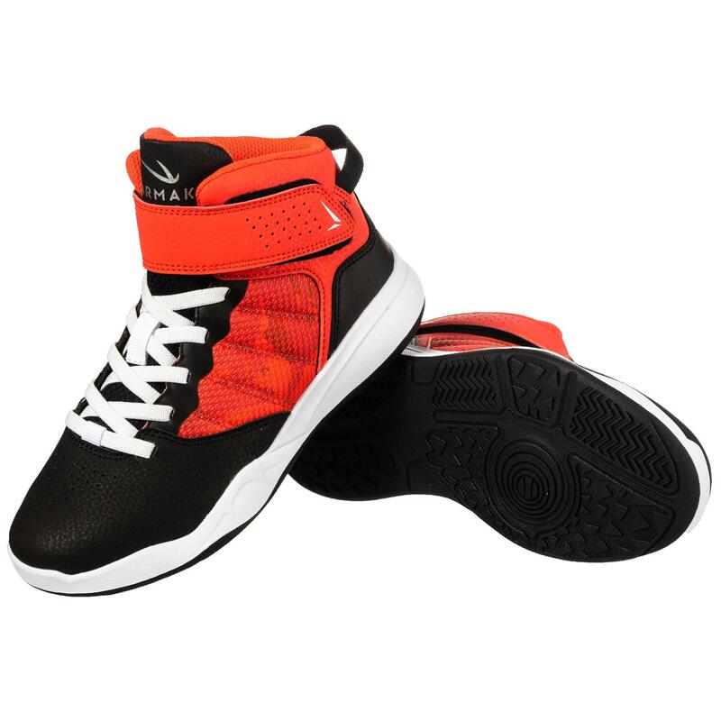 兒童款簡易初階籃球鞋SE100－黑色／紅色