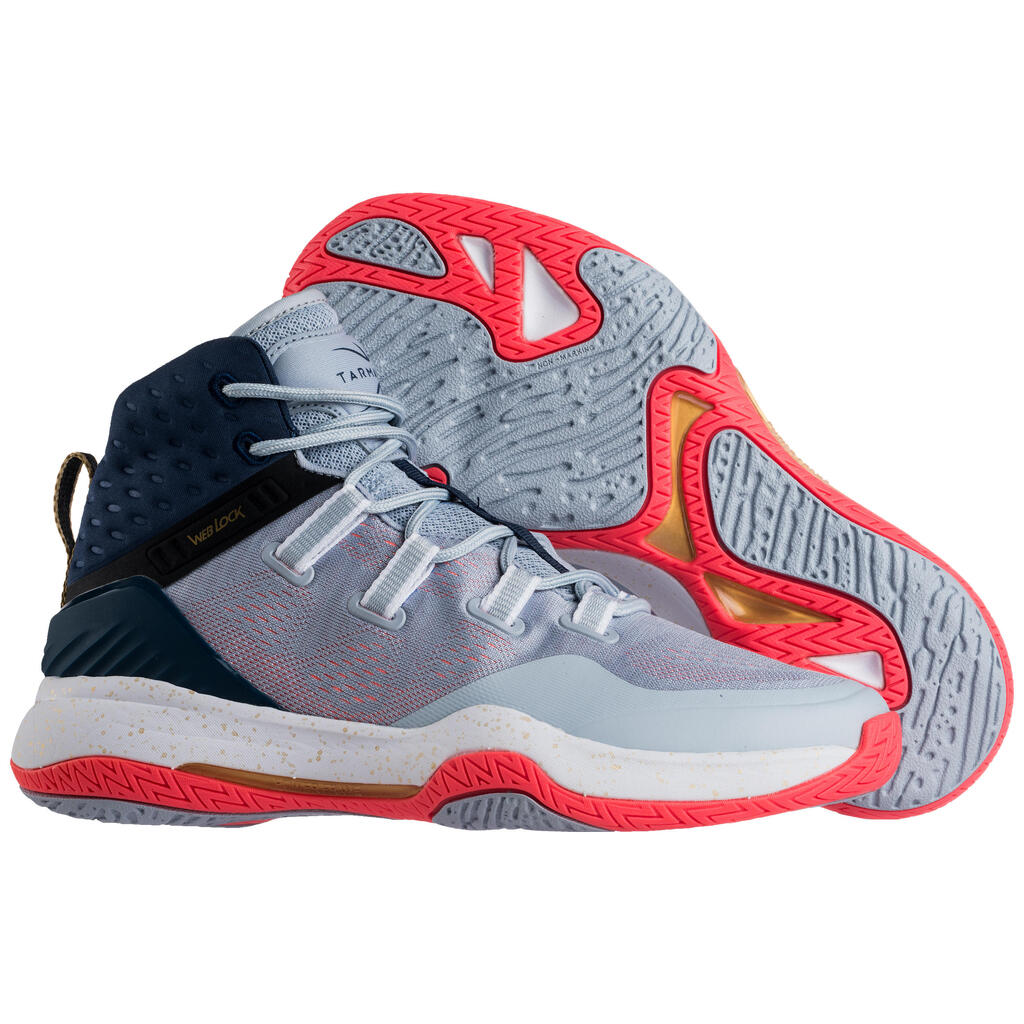 SC500 Women's High Basketball Shoes - Grey/Blue/Pink