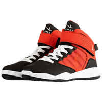 حذاء كرة سلة SE100 Easy للأولاد والبنات المبتدئين - لون أسود/ أحمر