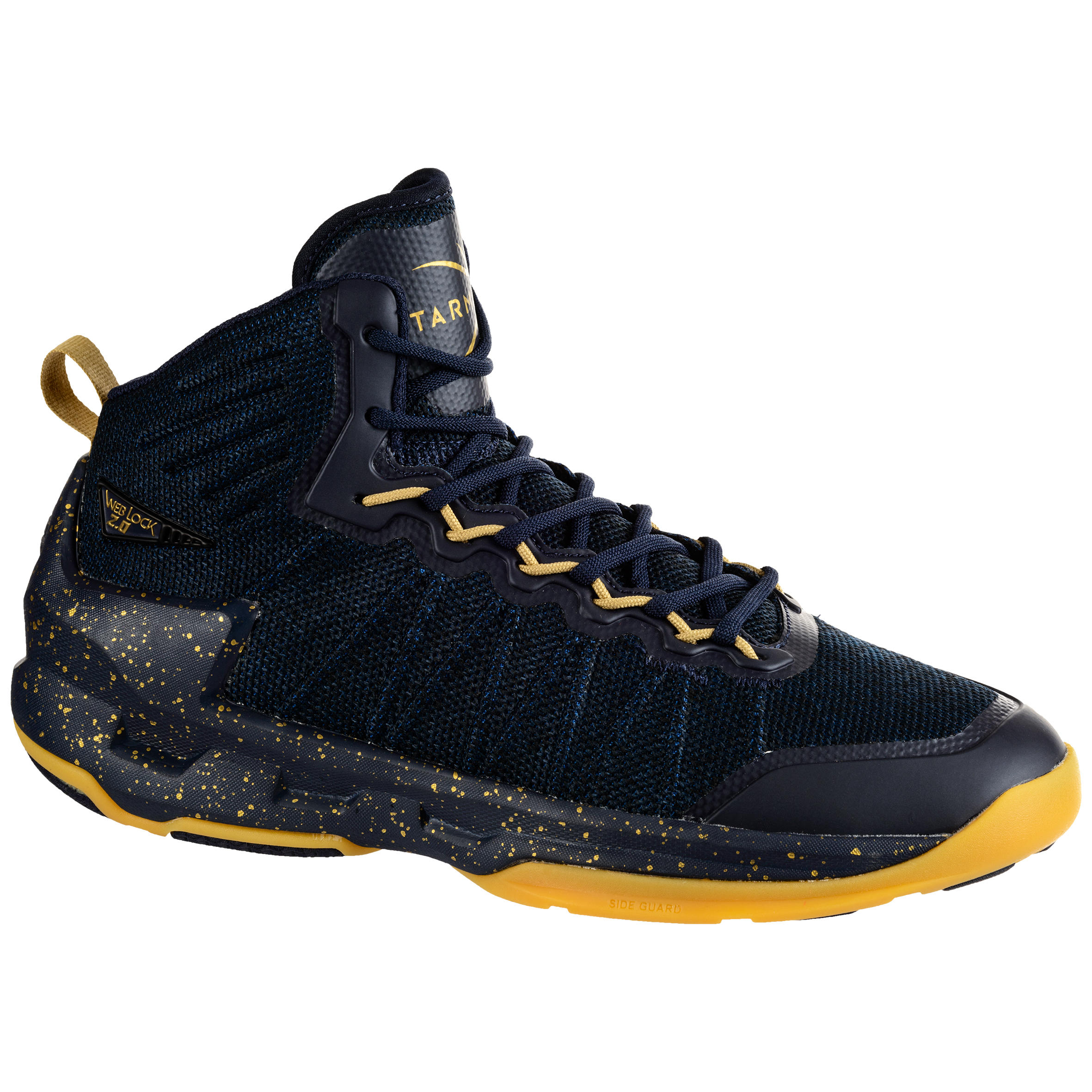 navy gold basketball shoes