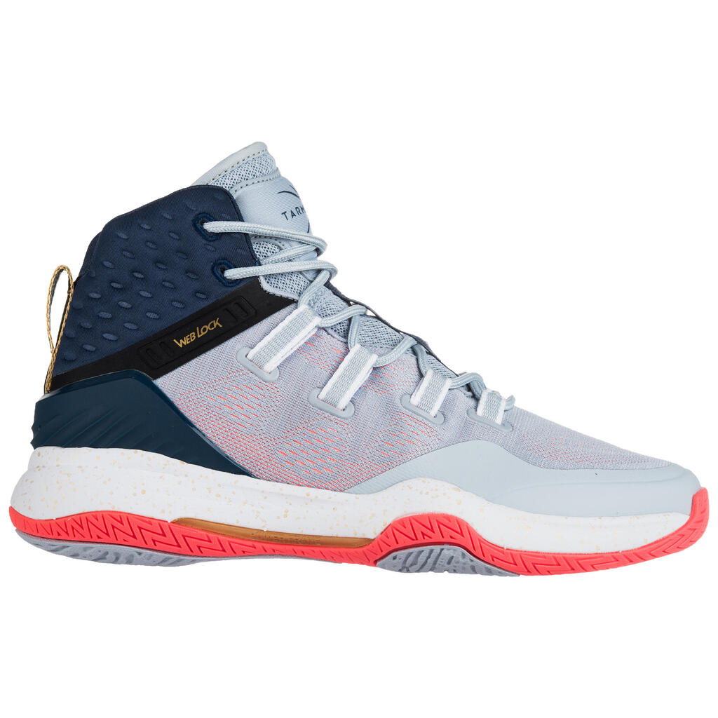 SC500 Women's High Basketball Shoes - Grey/Blue/Pink