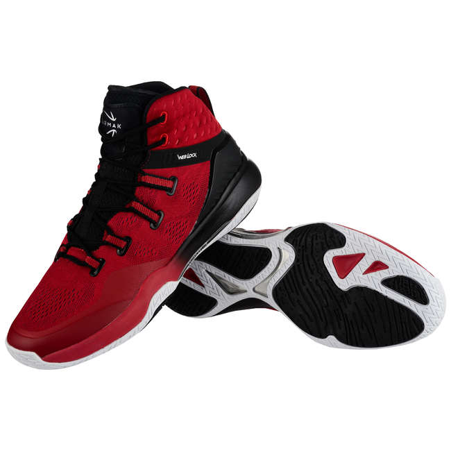 TARMAK Men's High-Rise Basketball Shoes SC500 - Red/Black...