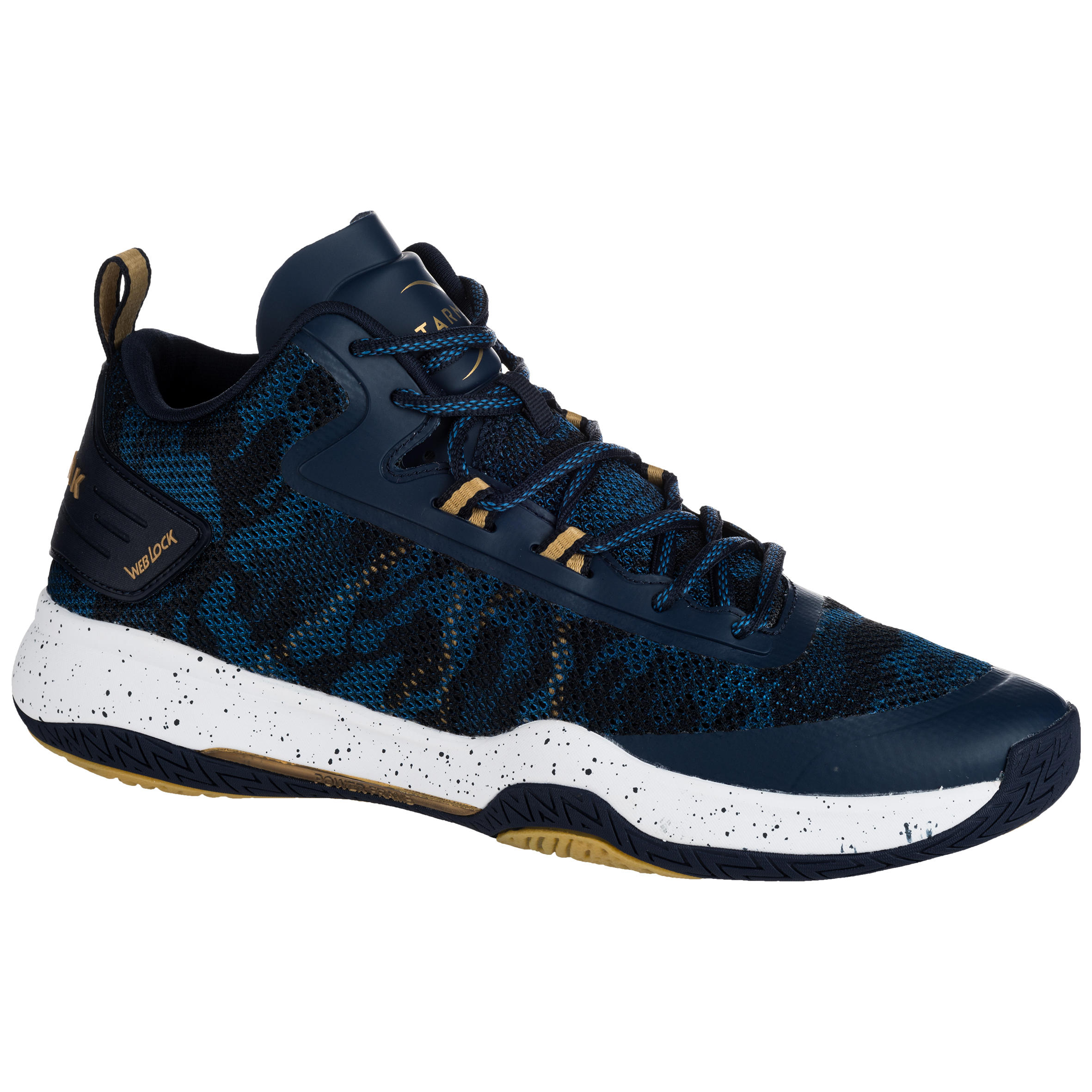 basketball shoes blue and gold
