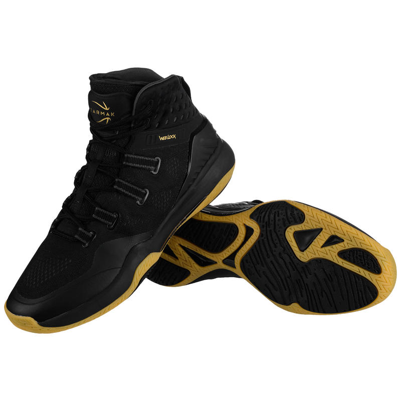 Men's HighRise Basketball Shoes SC500 Black/Gold Decathlon