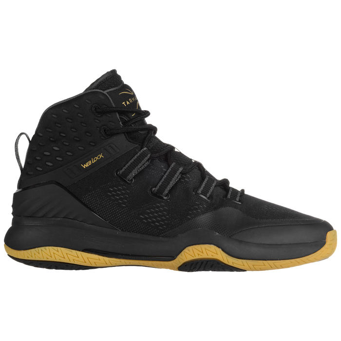 CHAUSSURE DE BASKETBALL HOMME SC500 NOIR/OR TIGE HAUTE Tarmak