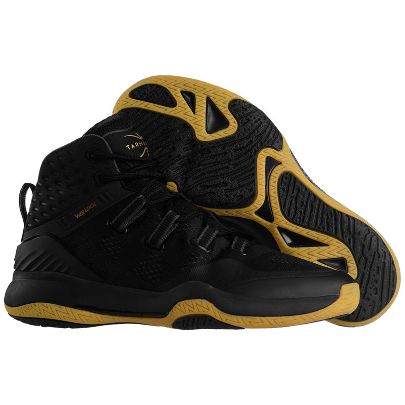 Men's HighRise Basketball Shoes SC500 Black/Gold Decathlon