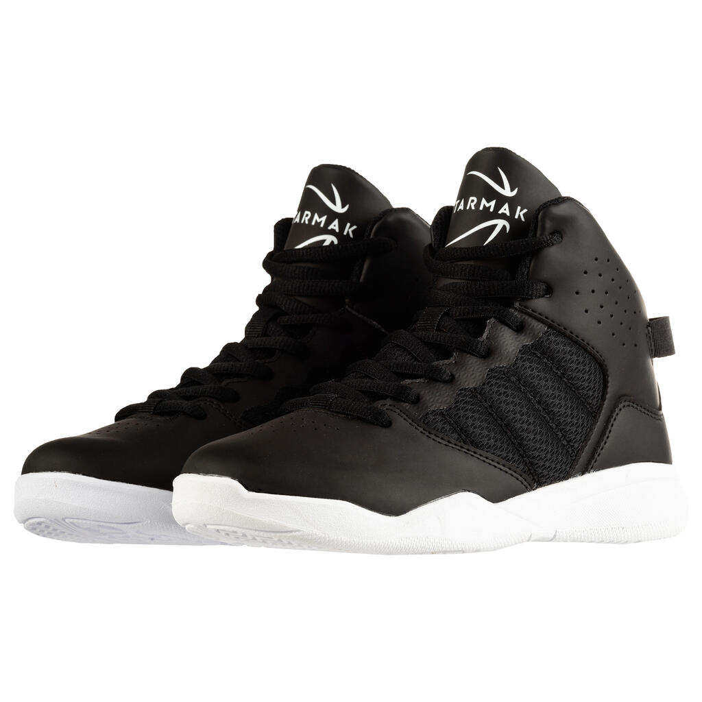 CHAUSSURES DE BASKETBALL ENFANT DÉBUTANT - SS100 NOIR