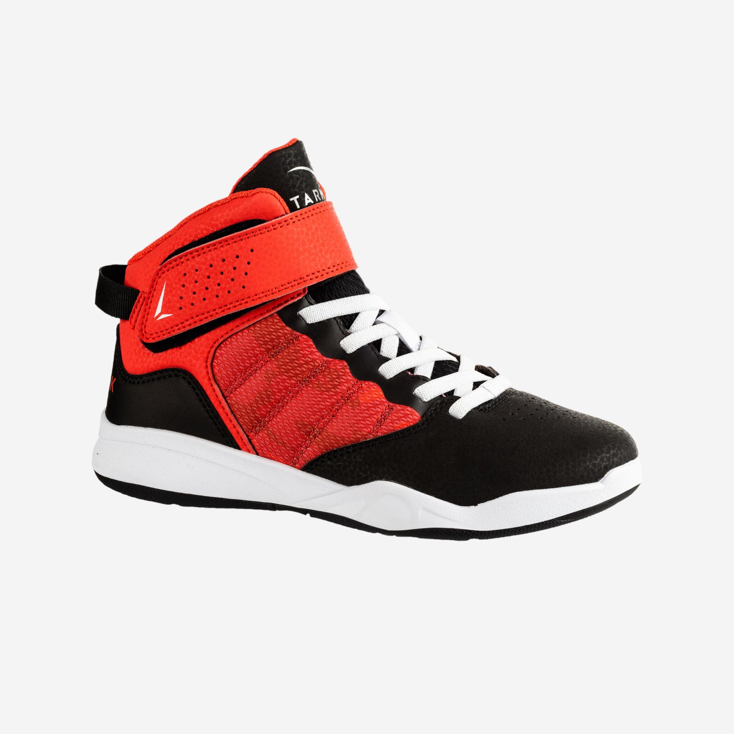 CHAUSSURES DE BASKETBALL ENFANT DEBUTANT SE100 NOIR ROUGE