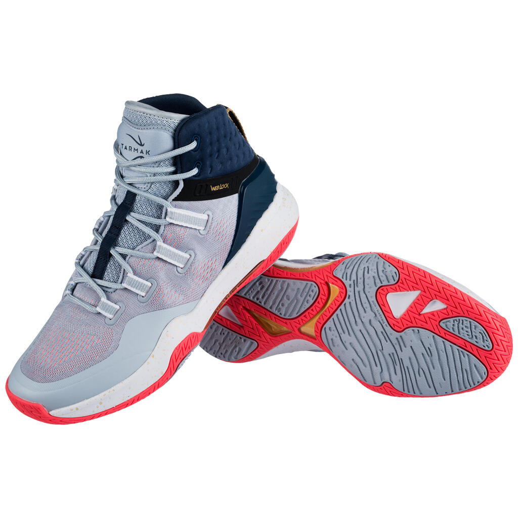 SC500 Women's High Basketball Shoes - Grey/Blue/Pink