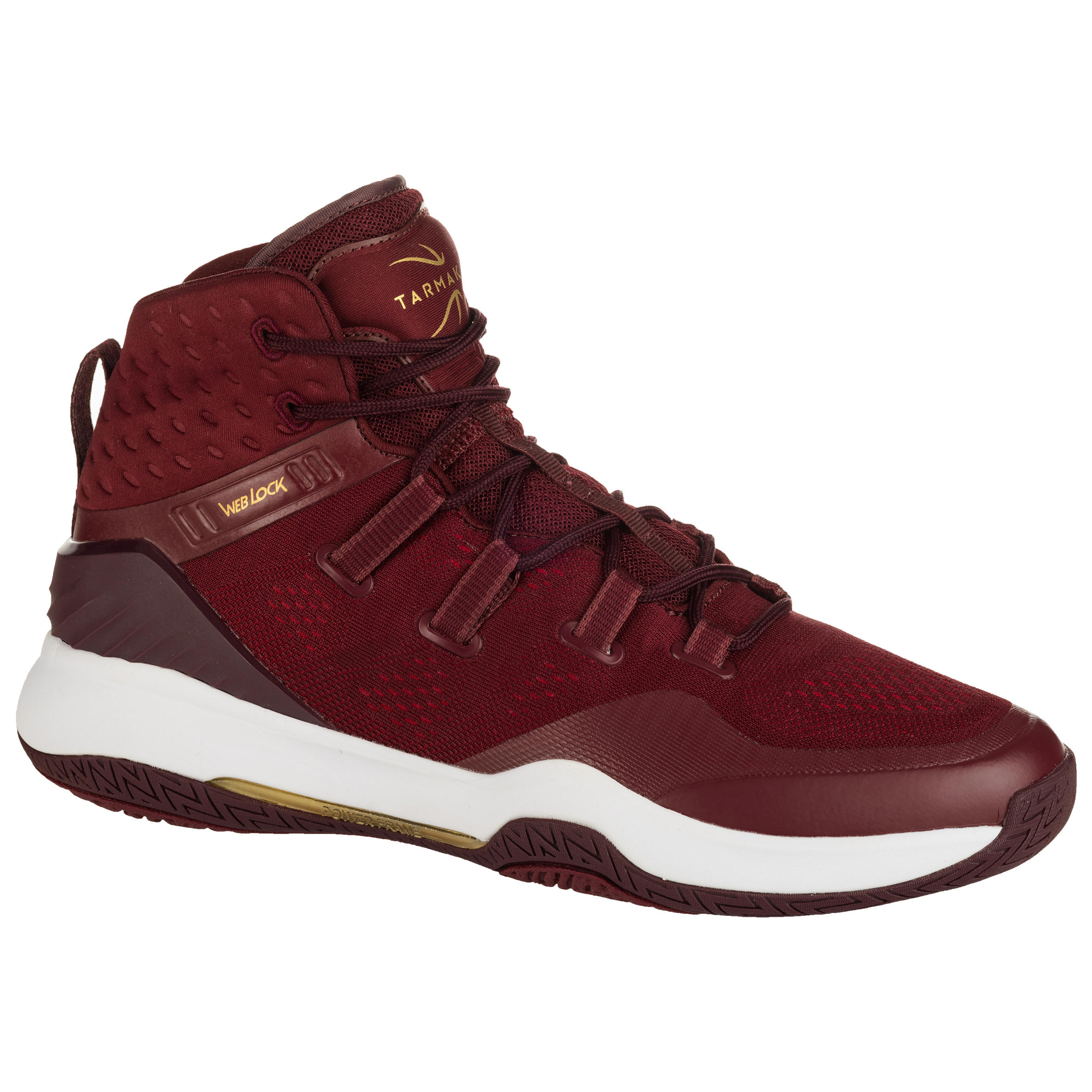burgundy and gold basketball shoes