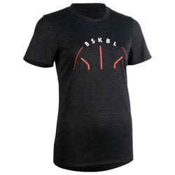 T-SHIRT DE BASKETBALL POUR FEMME CONFIRMEE GRIS FONCE BSKBL TS500