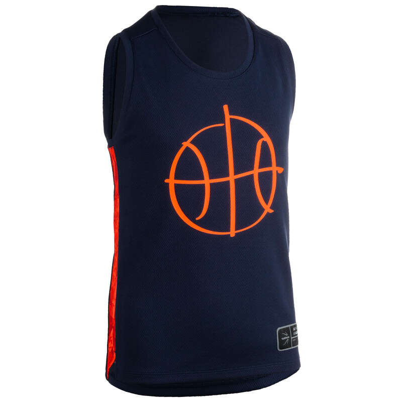 KIDS BASKETBALL OUTFIT Basketball - T500 Kids' Tank Top Nay/Orange TARMAK - Basketball