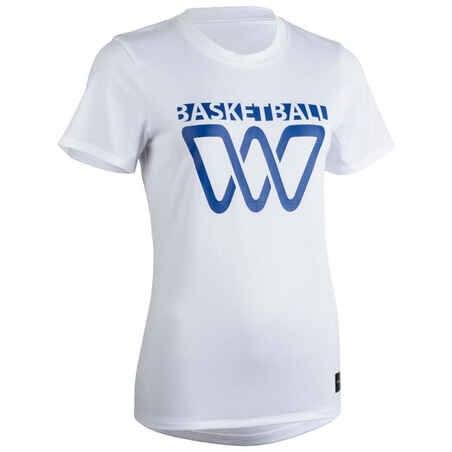 Women's Intermediate Basketball T-Shirt / Jersey TS500 - White BBL